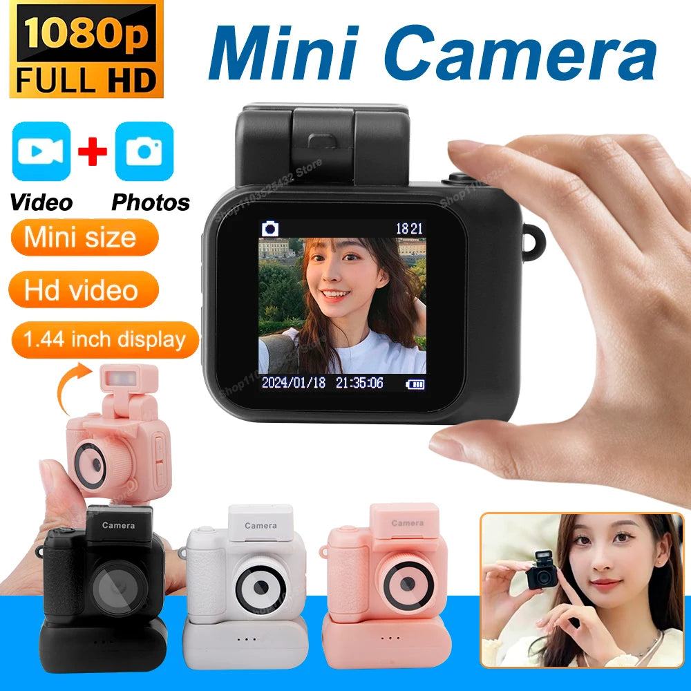 Mini Camera with Screen HD 1080P with Flash Lamp and Battery Dock Portable Retro Ultra Compact Mini Camera Video Recorder Y4000